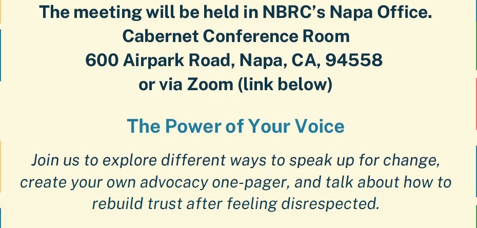 ¡Reunión del Comité Asesor de Clientes el 24 de octubre en Napa a las 10 a. m.!