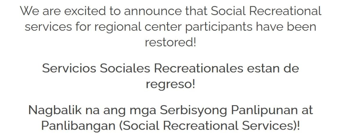 Social Recreational Services are Back!